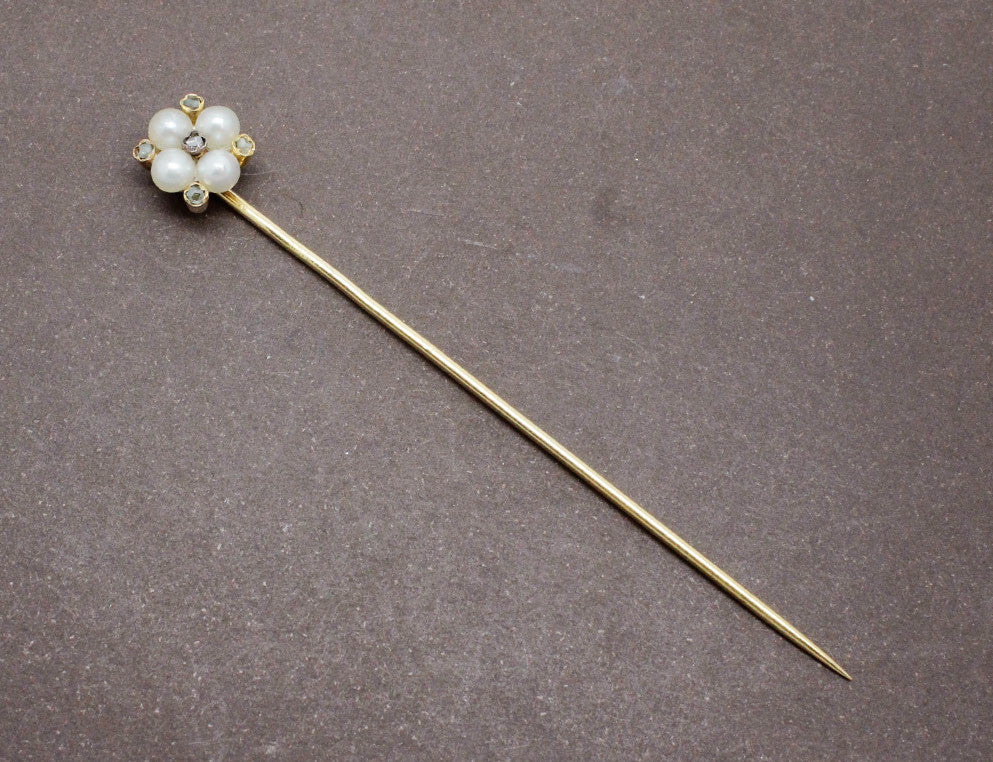 Pique à Cravate Or Perles et Diamants - Image 2