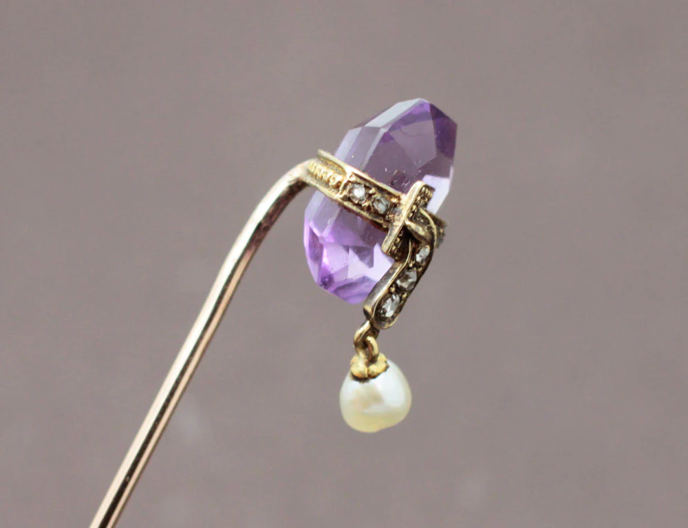 Pique à Cravate Améthyste Perle Fine - Image 4