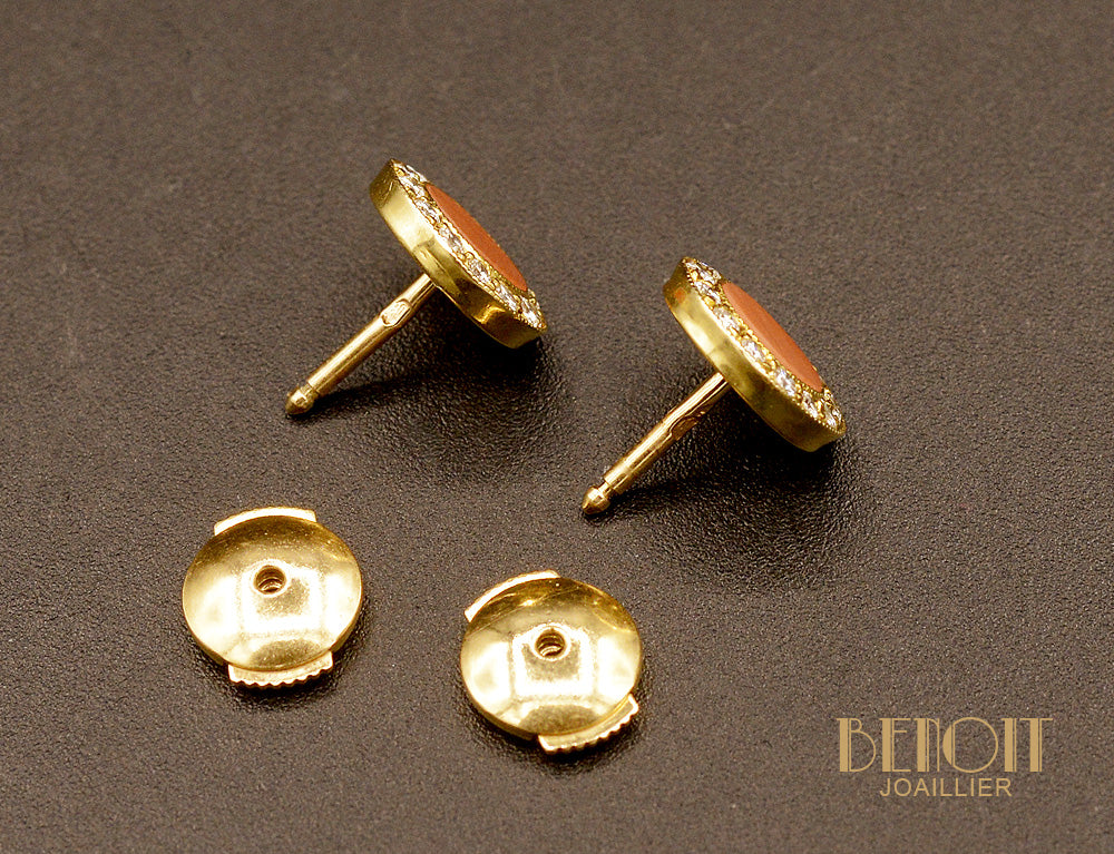 Puces d'Oreilles Corail et Diamants - Image 3
