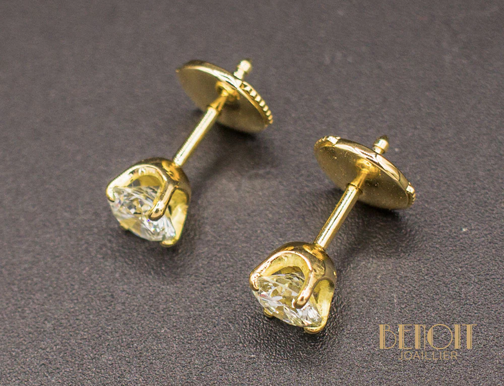 Puces d'Oreilles Diamants Or Jaune - Image 2