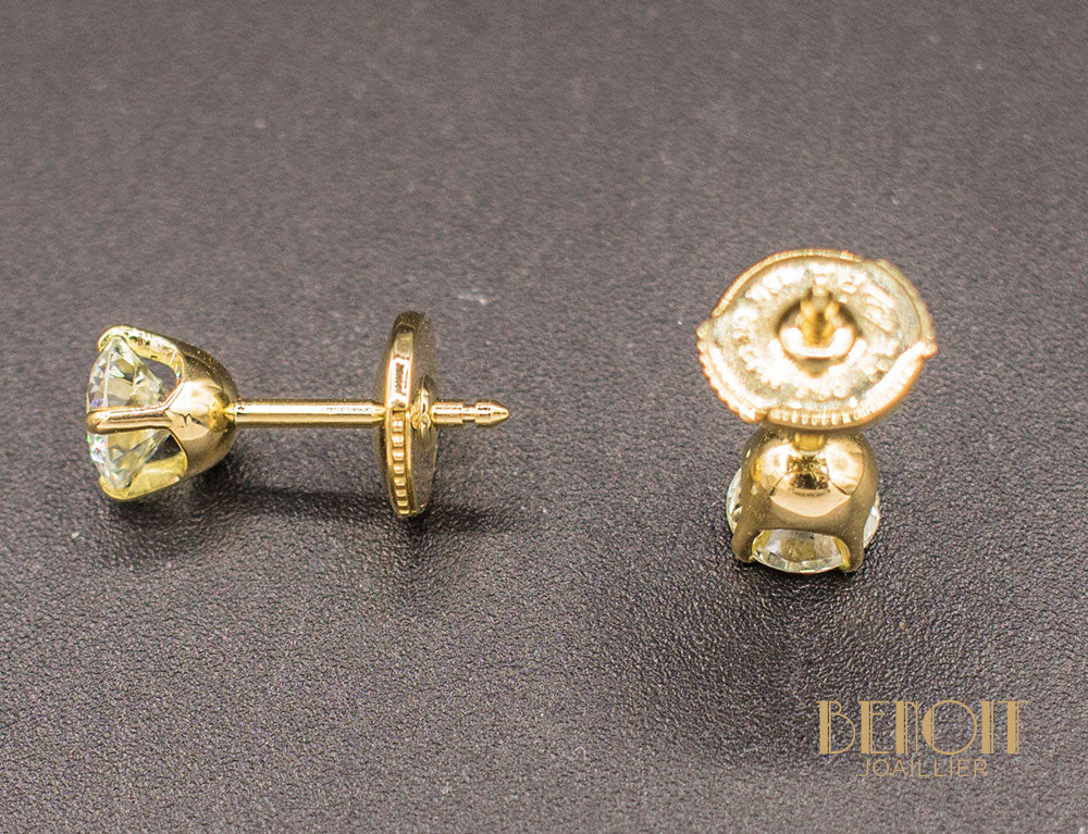 Puces d'Oreilles Diamants Or Jaune - Image 3