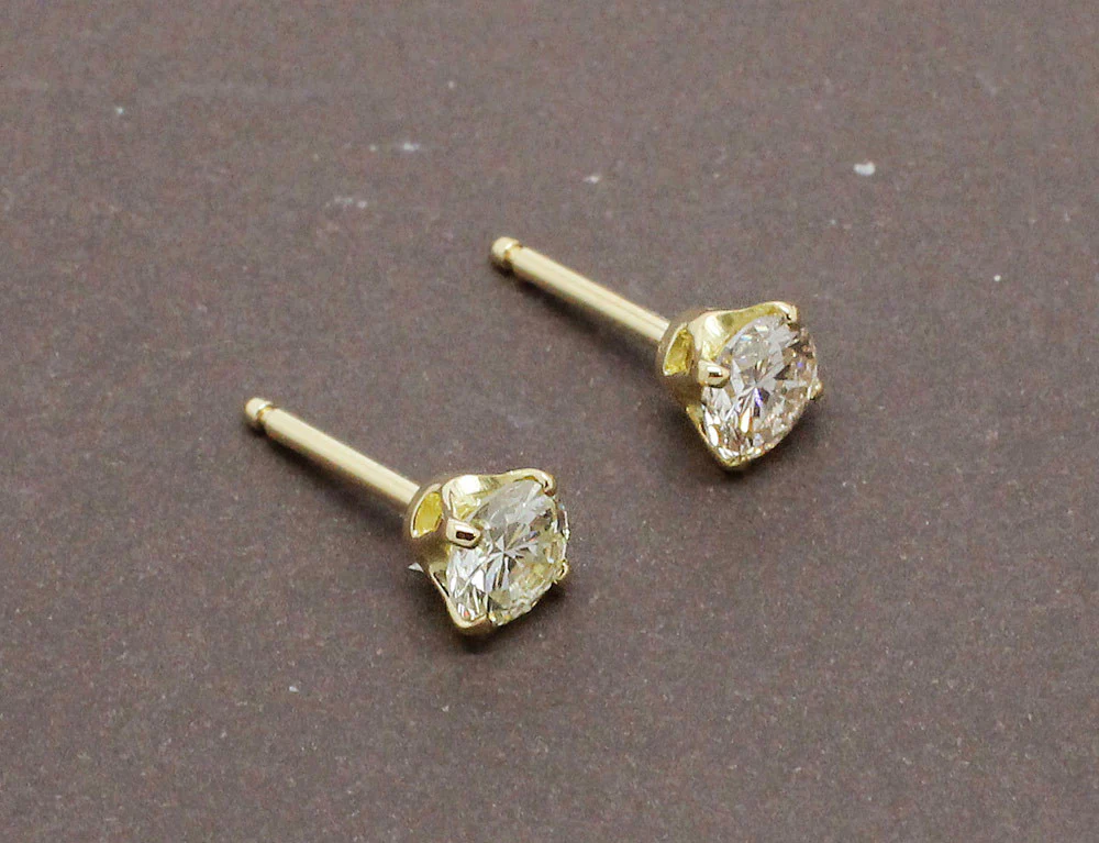Puces d'Oreilles Or Jaune Diamants - Image 2