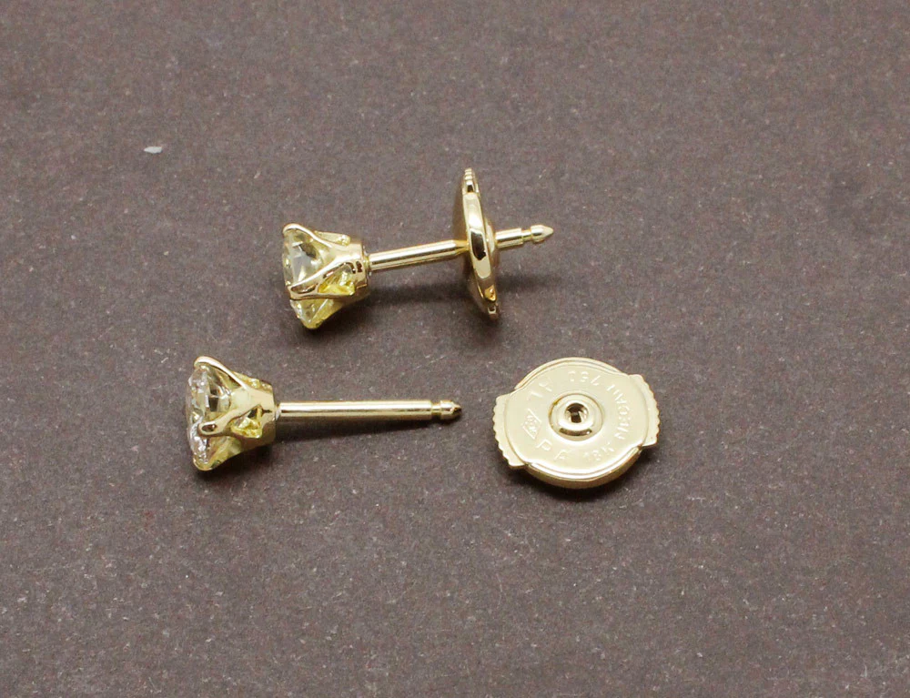 Puces d'Oreilles Or Jaune Diamants - Image 3