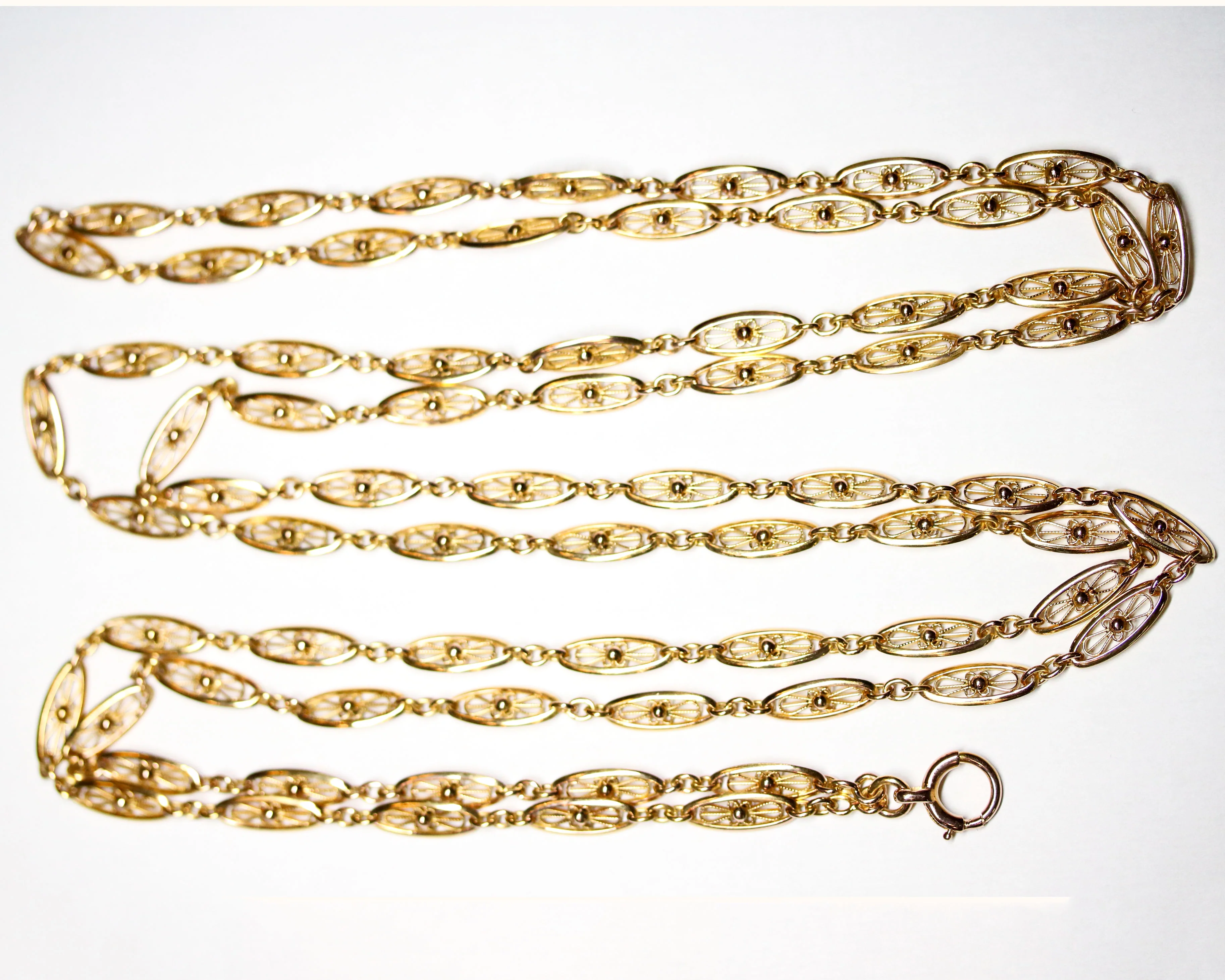 Sautoir Or Jaune Ancien Maille Filigrane - Image 5