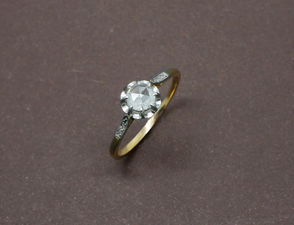 Solitaire 19e Diamant Taille Rose