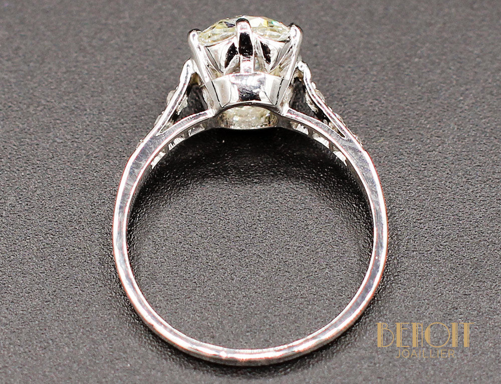 Solitaire Ancien Diamant Coussin - Image 4