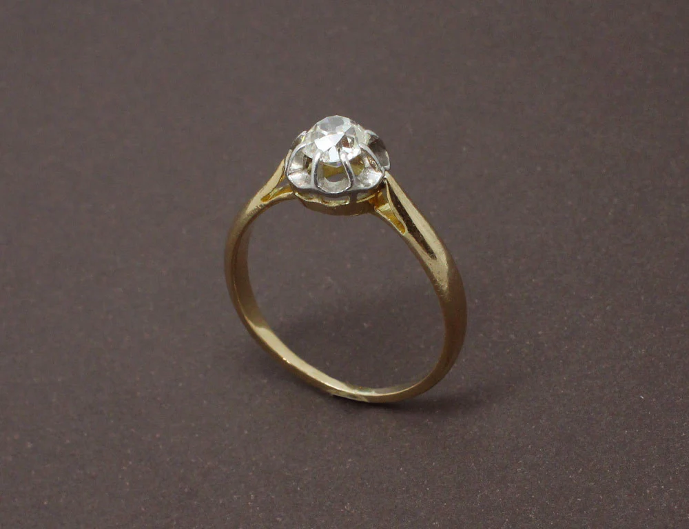 Solitaire Ancien Diamant Coussin - Image 3