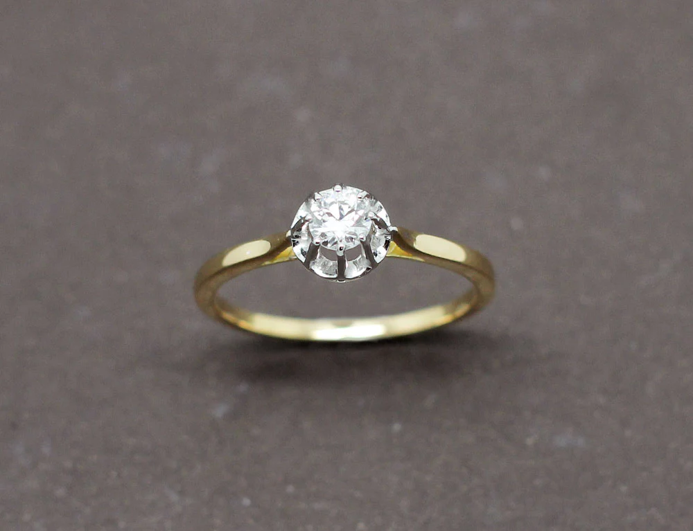 Solitaire Ancien Diamant Or Jaune - Image 2
