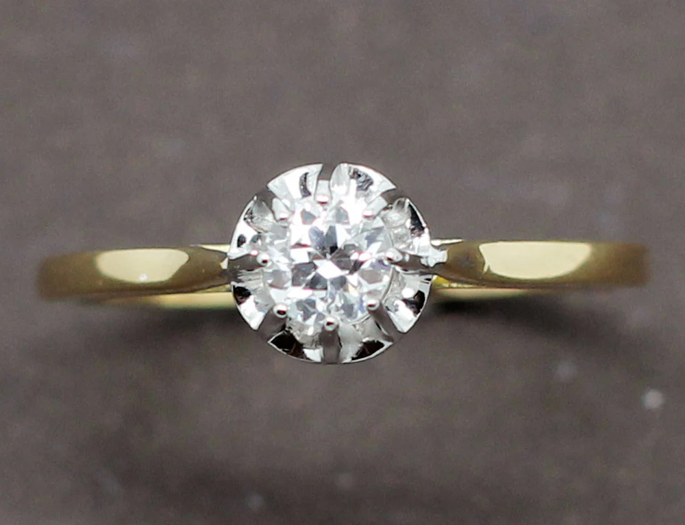 Solitaire Ancien Diamant Or Jaune - Image 3