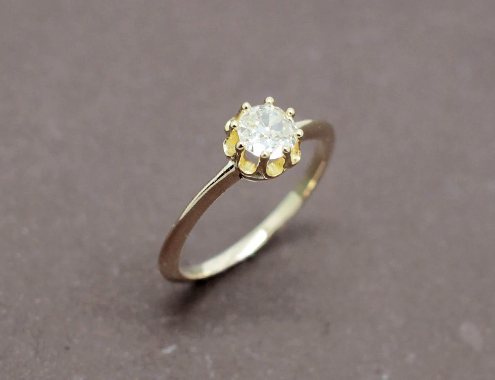 Solitaire Ancien Diamant Or Jaune