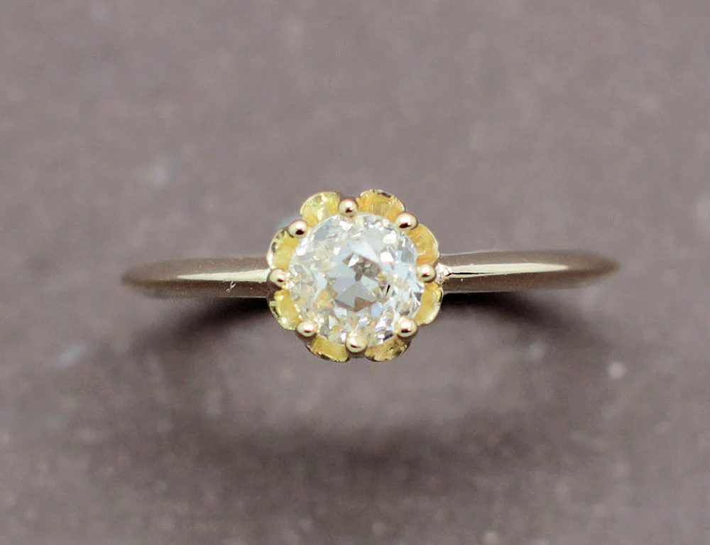 Solitaire Ancien Diamant Or Jaune - Image 3