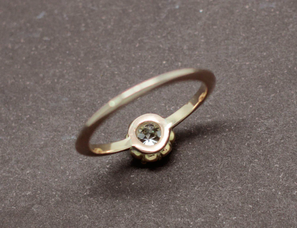 Solitaire Ancien Diamant Or Jaune - Image 6