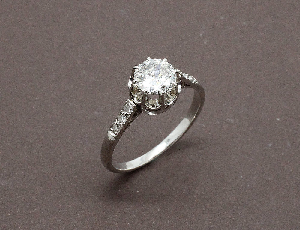 Solitaire Ancien Diamant Platine