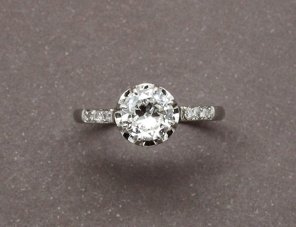 Solitaire Ancien Diamant Platine - Image 3