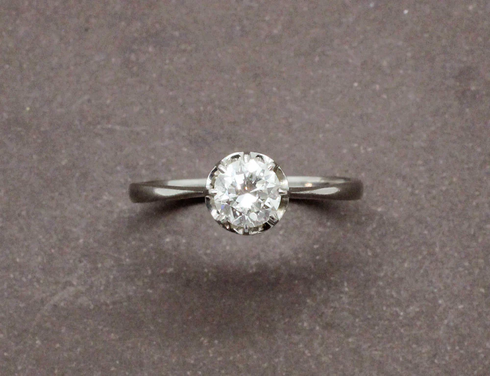 Solitaire Ancien Platine et Diamants - Image 3
