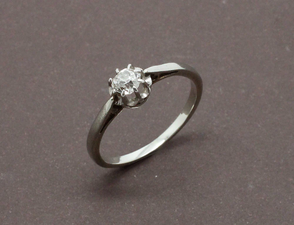 Solitaire Ancien Platine et Or Blanc