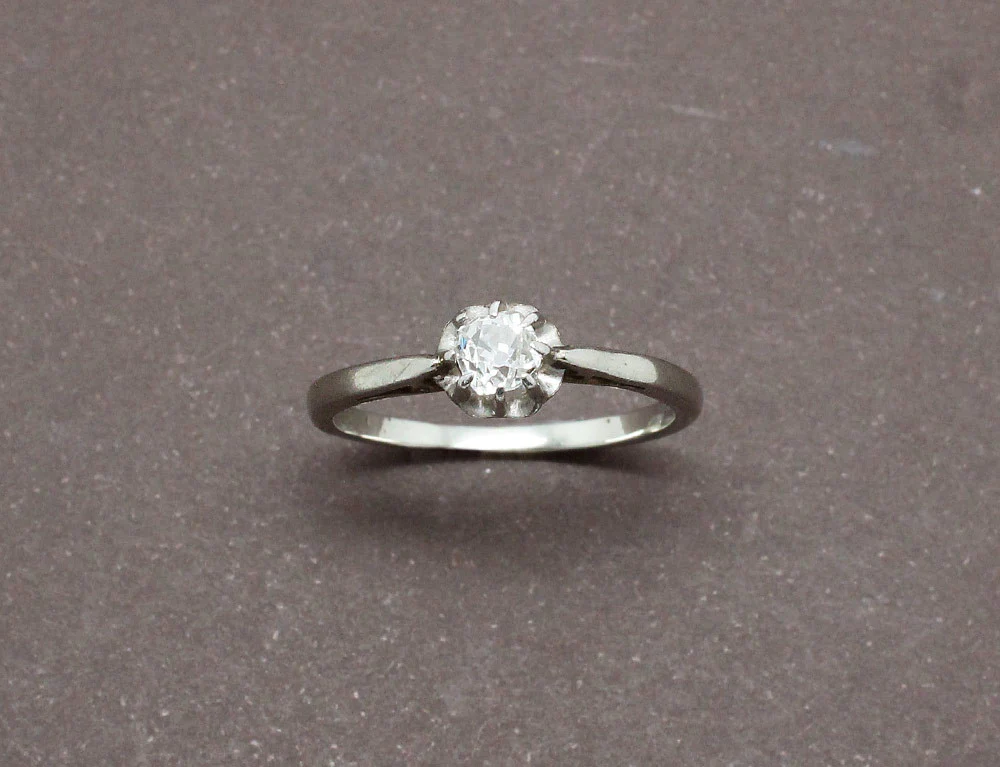 Solitaire Ancien Platine et Or Blanc - Image 2