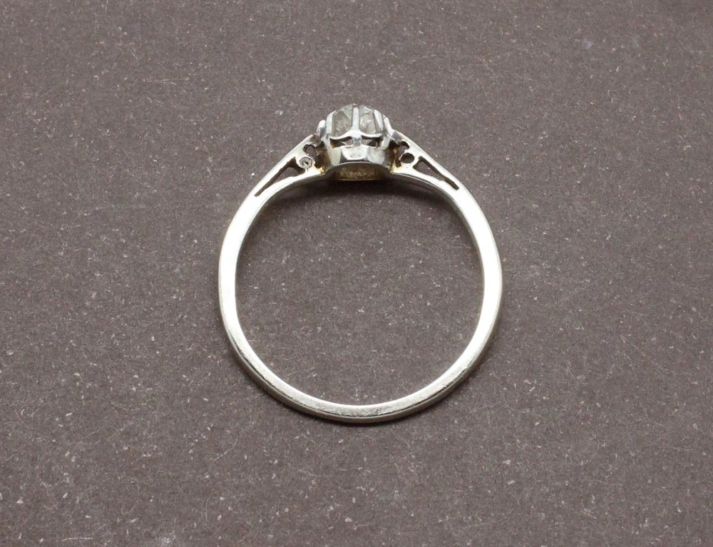 Solitaire Ancien Platine et Or Blanc - Image 3