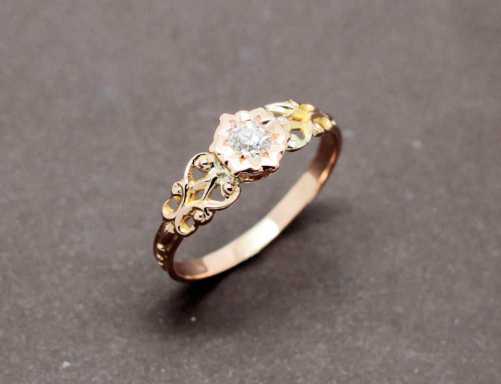Solitaire Baroque Or Diamant