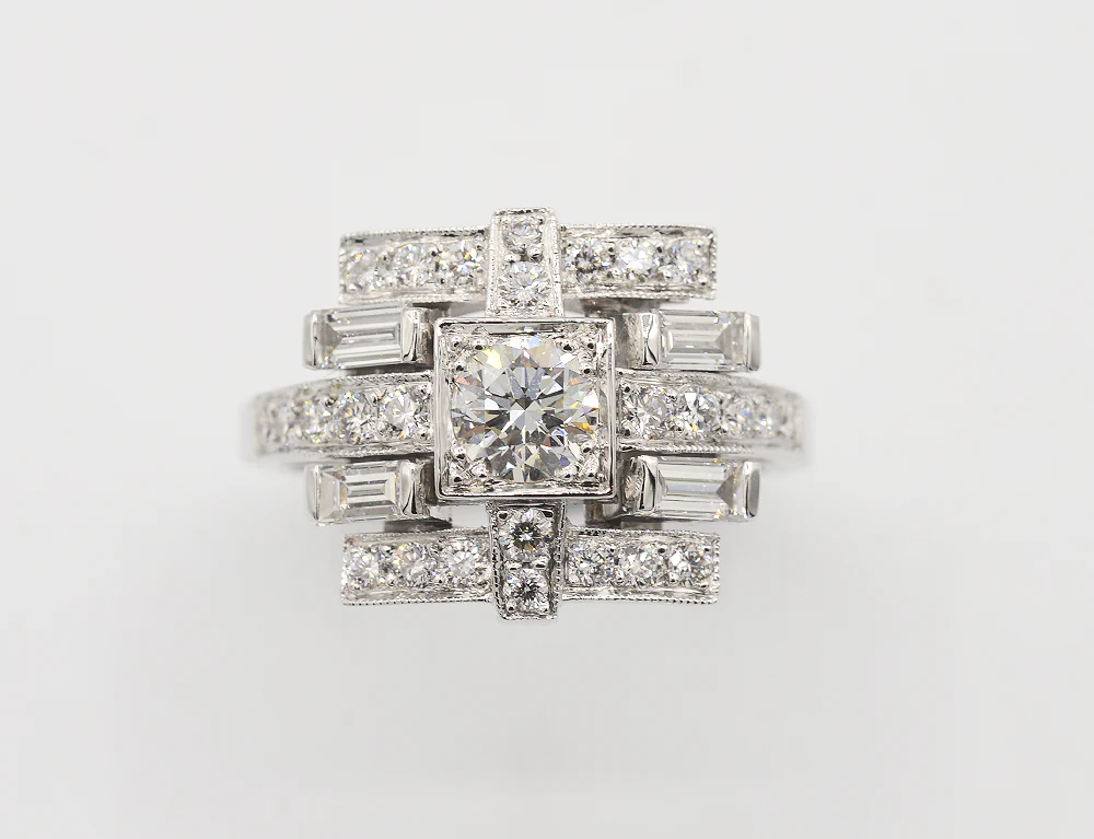 Solitaire Création Benoit Joaillier "Carrée Lignes Alternées" Diamants 0,46 ct - Image 2
