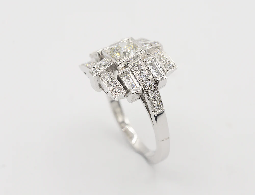 Solitaire Création Benoit Joaillier "Carrée Lignes Alternées" Diamants 0,46 ct - Image 3
