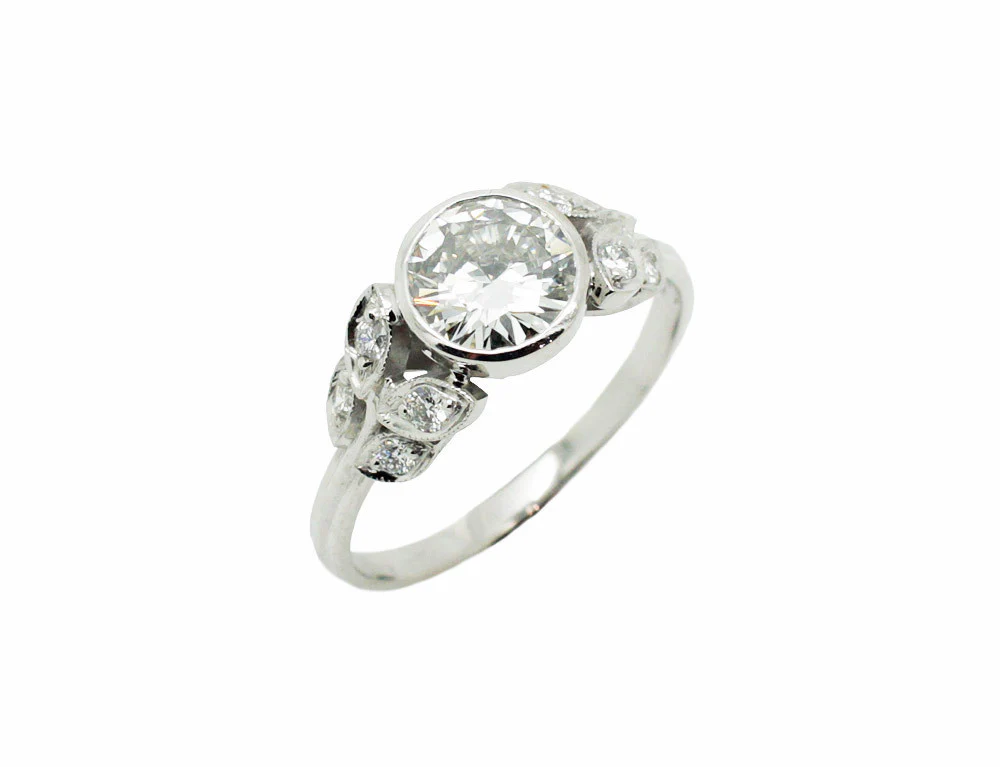 Solitaire Création Benoit Joaillier "Laurier" Diamant H-VS2 1,11ct