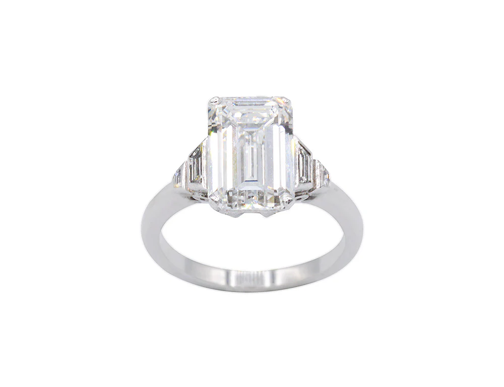 Solitaire Création Benoît Joaillier "Taille Émeraude" Diamant 4,03 carat F-VS2 - Image 2