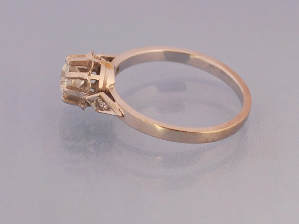 Solitaire diamant ancien or et platine - Image 2