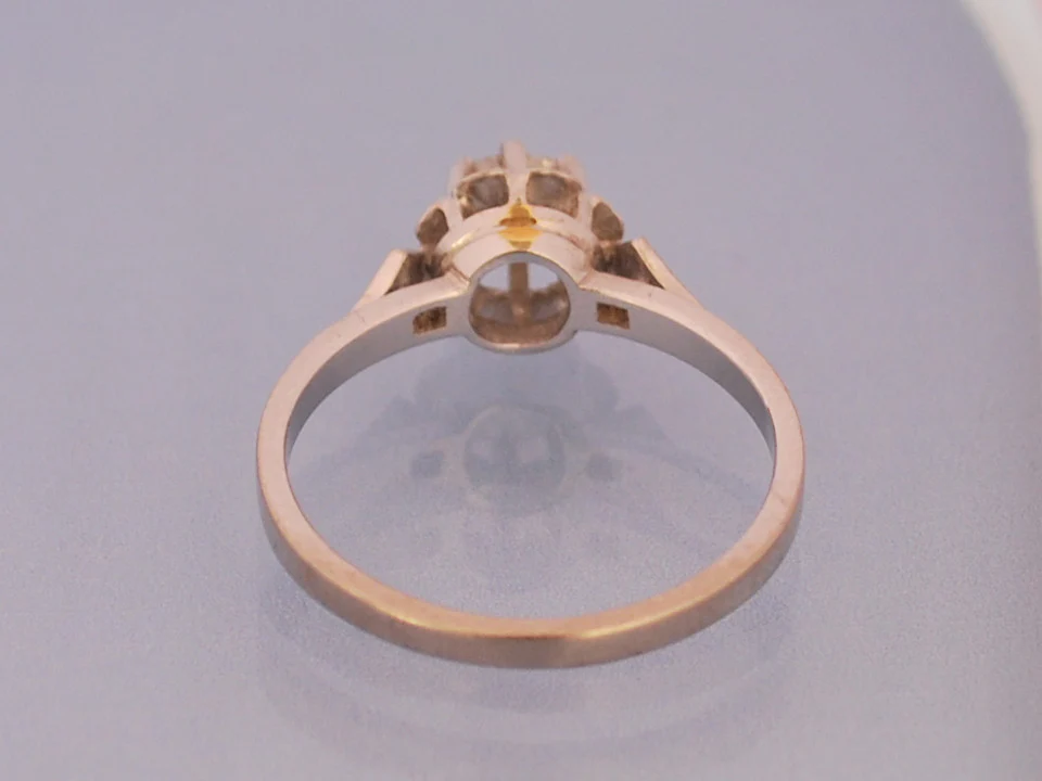 Solitaire diamant ancien or et platine - Image 3