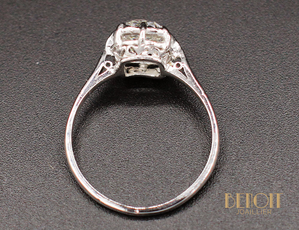 Solitaire Diamant Ancien Platine - Image 4