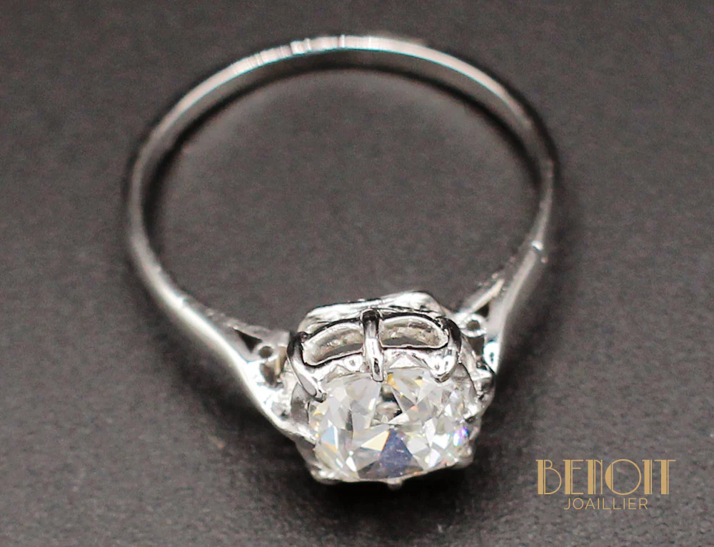 Solitaire Diamant Ancien Platine - Image 5