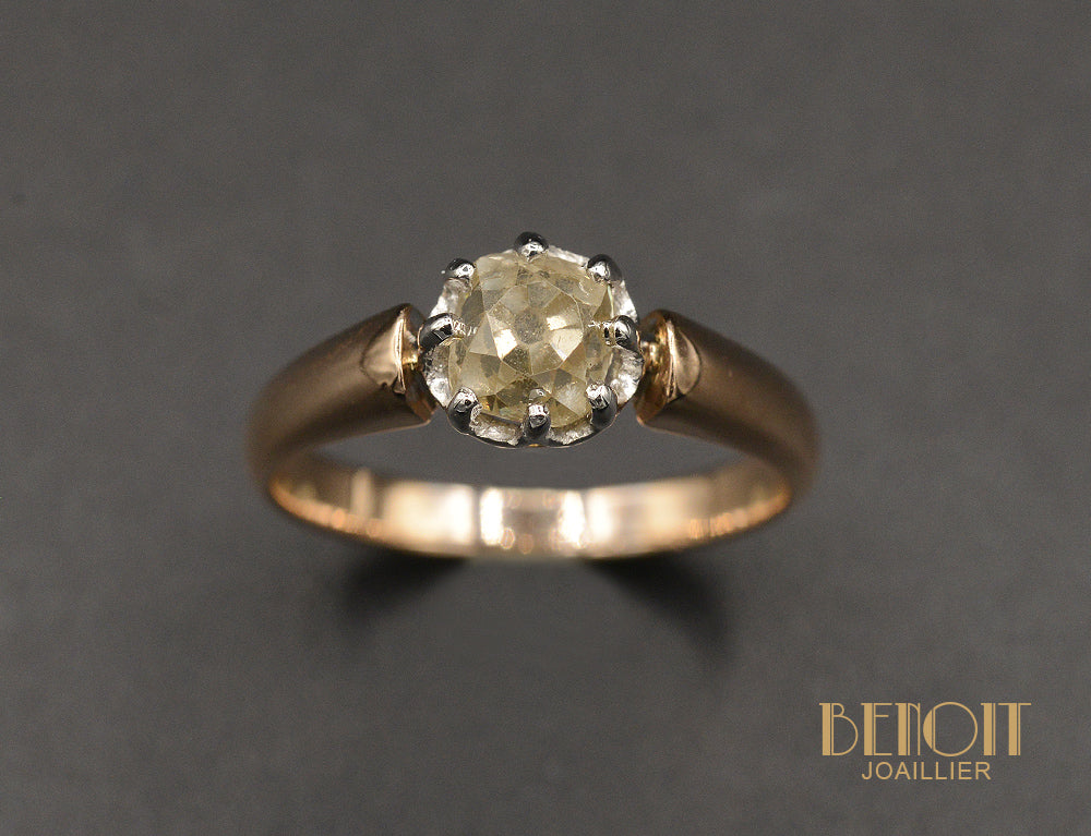 Solitaire Ancien Diamant champagne - Image 2