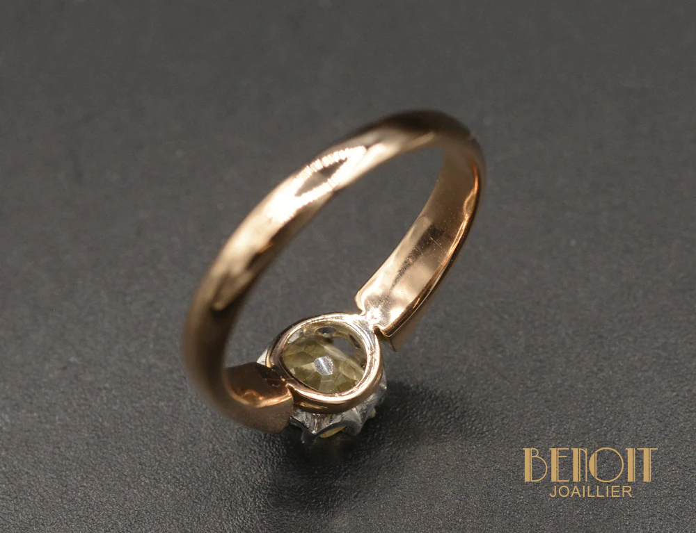 Solitaire Ancien Diamant champagne - Image 4