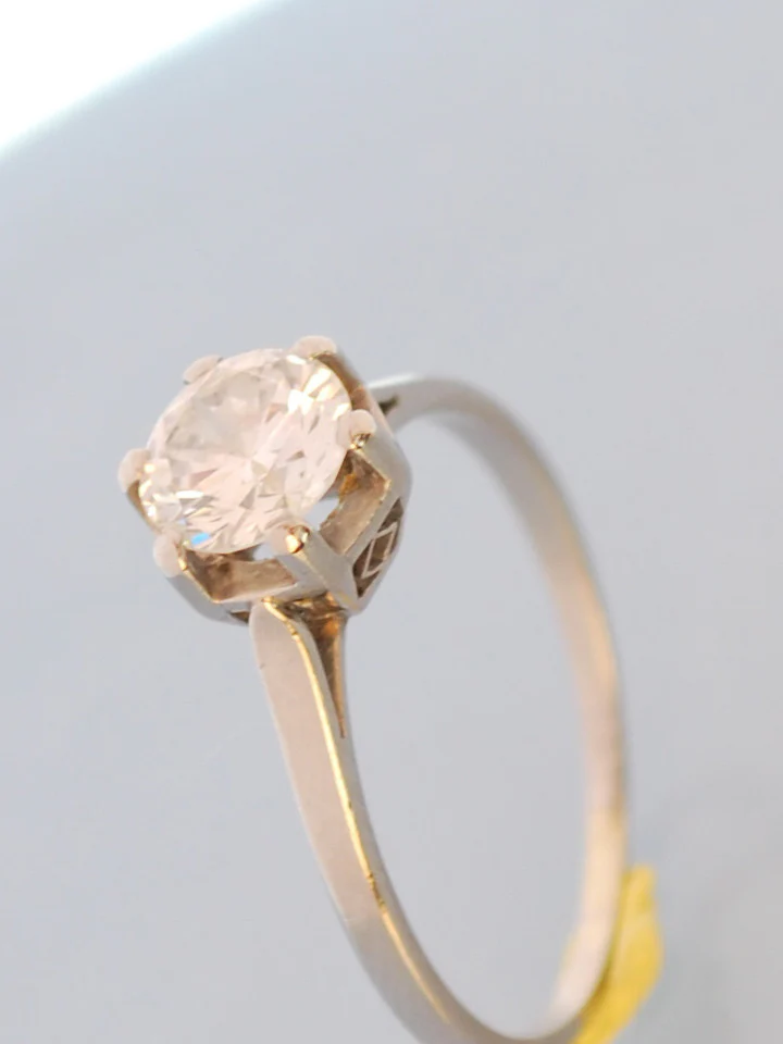 Solitaire diamant or blanc 1930 - Image 4