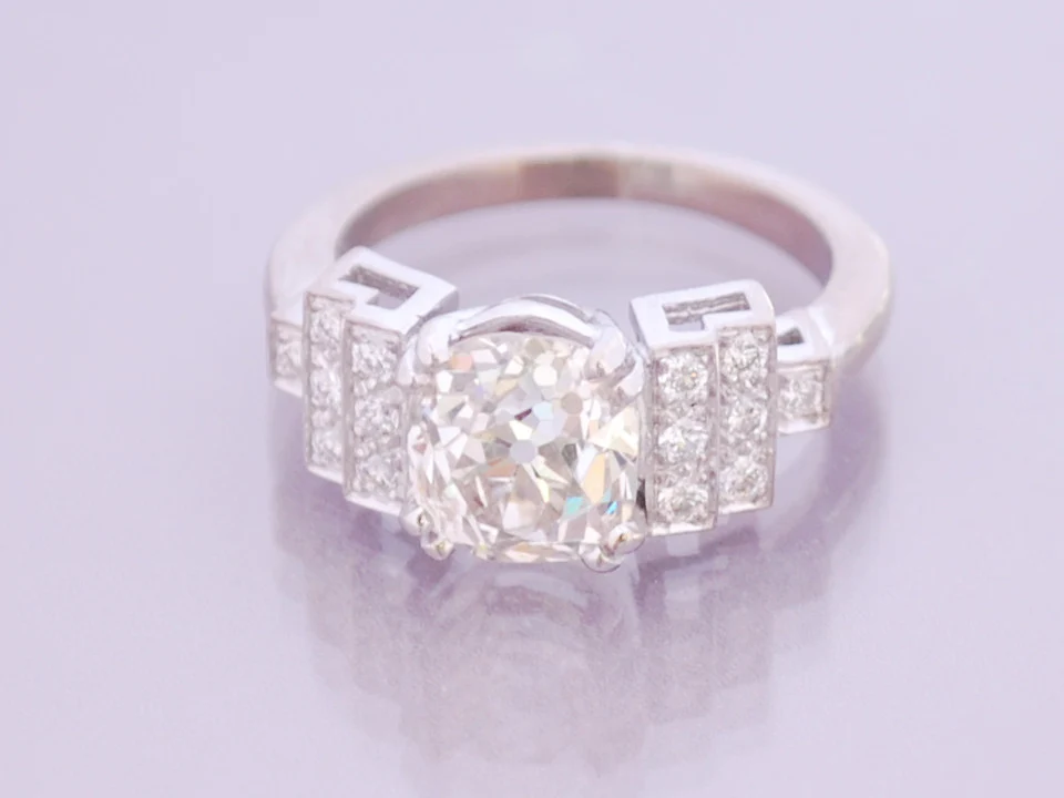 Solitaire diamant or blanc style art déco - Image 2
