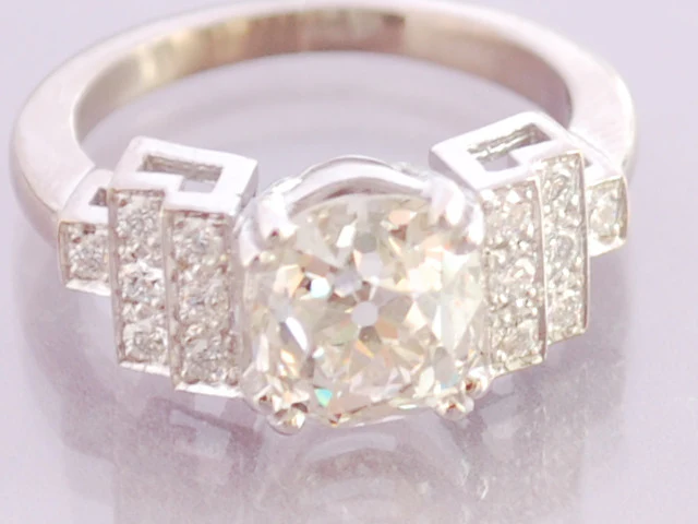 Solitaire diamant or blanc style art déco - Image 3