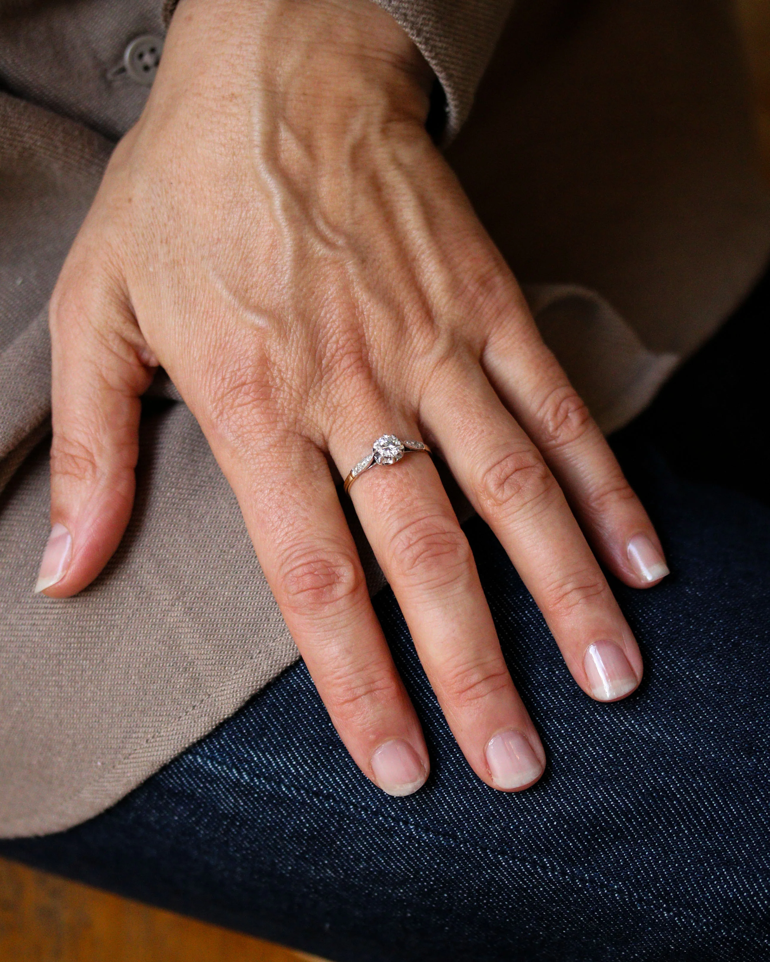 Solitaire Diamant Or et Platine - Image 2