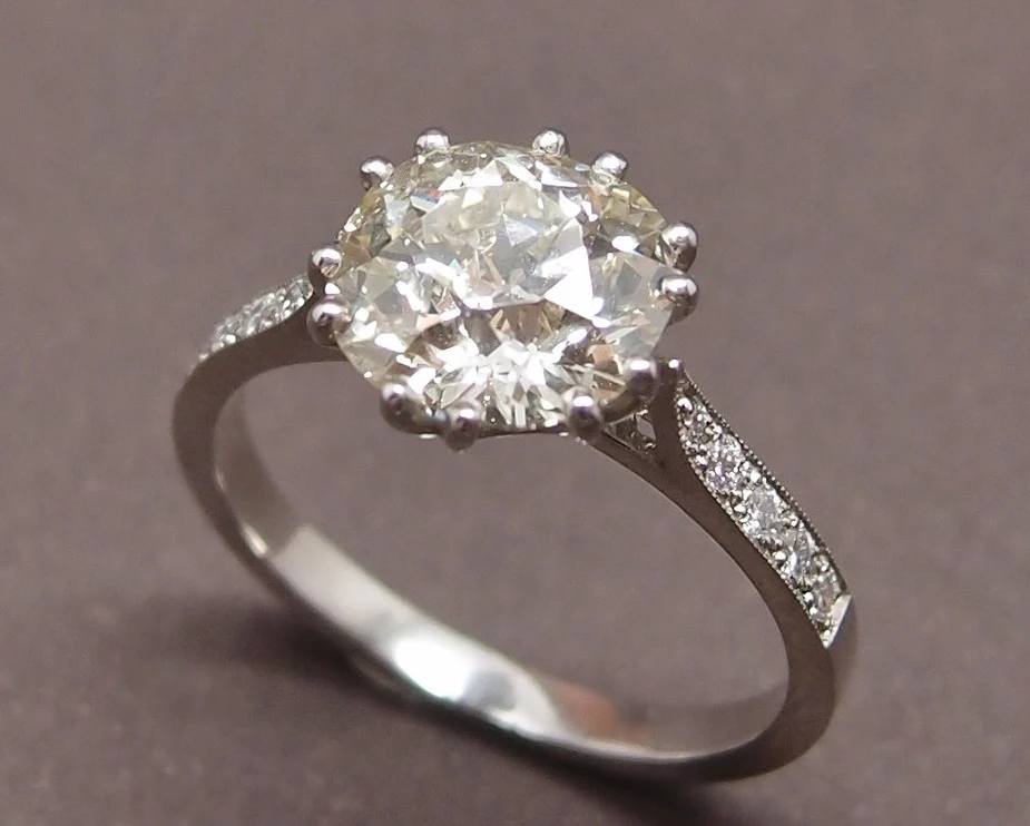 Solitaire diamant taille ancienne coussin de 2.24 ct