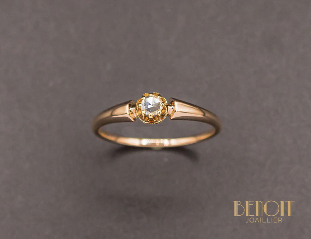 Solitaire Diamant Taille Rose XIXe - Image 2