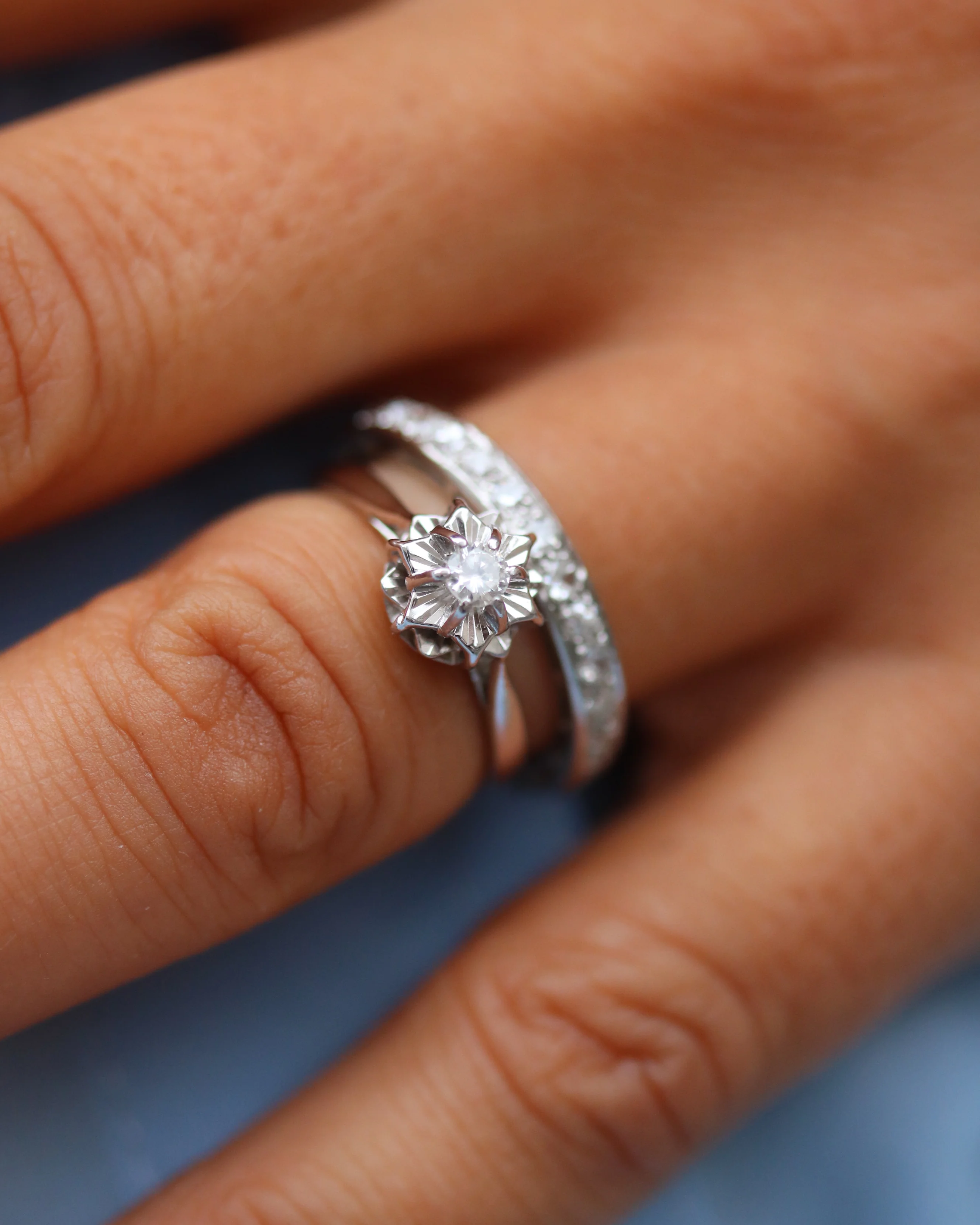 Solitaire Flocon Or blanc et Diamant - Image 2