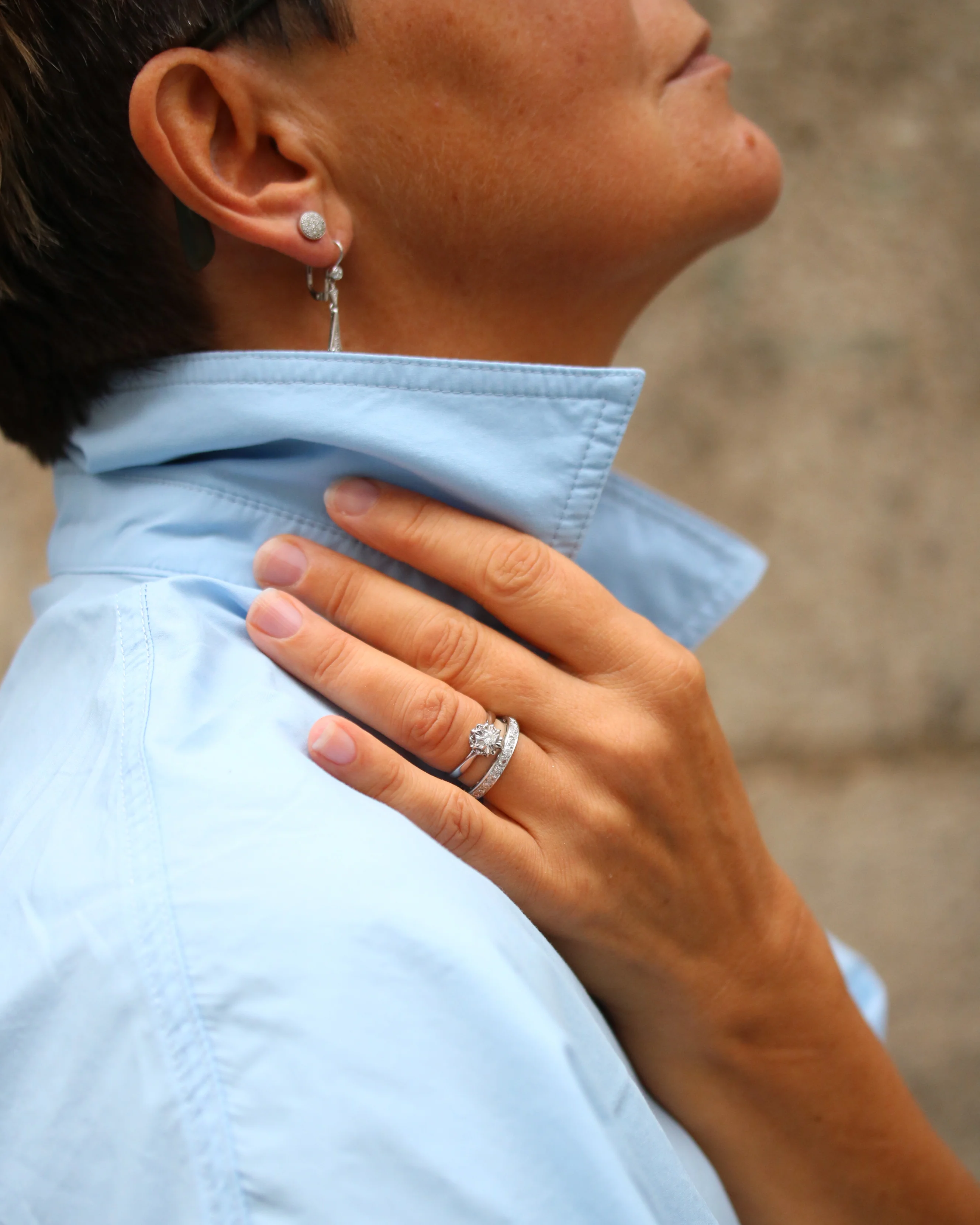Solitaire Flocon Or blanc et Diamant - Image 3