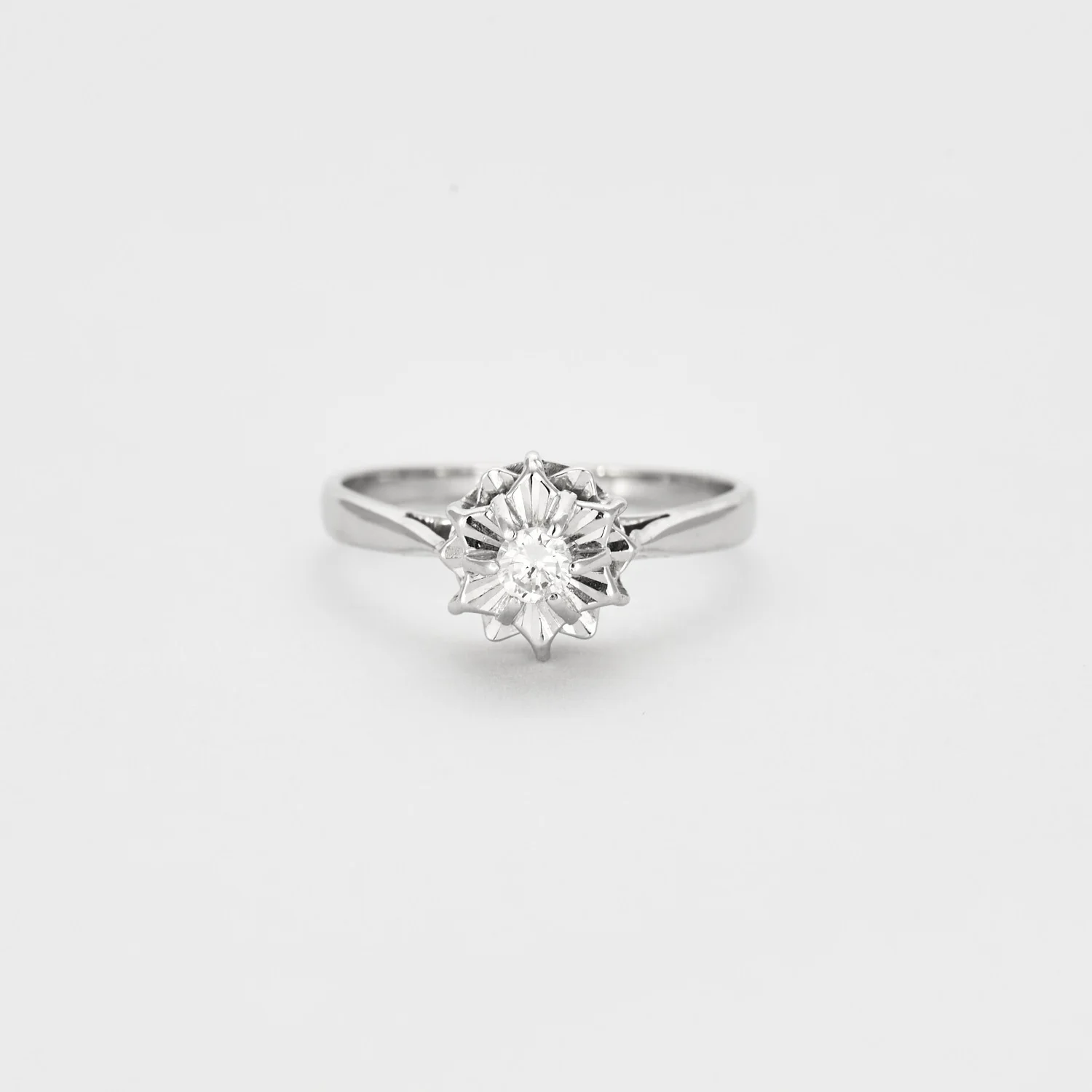 Solitaire Flocon Or blanc et Diamant - Image 4