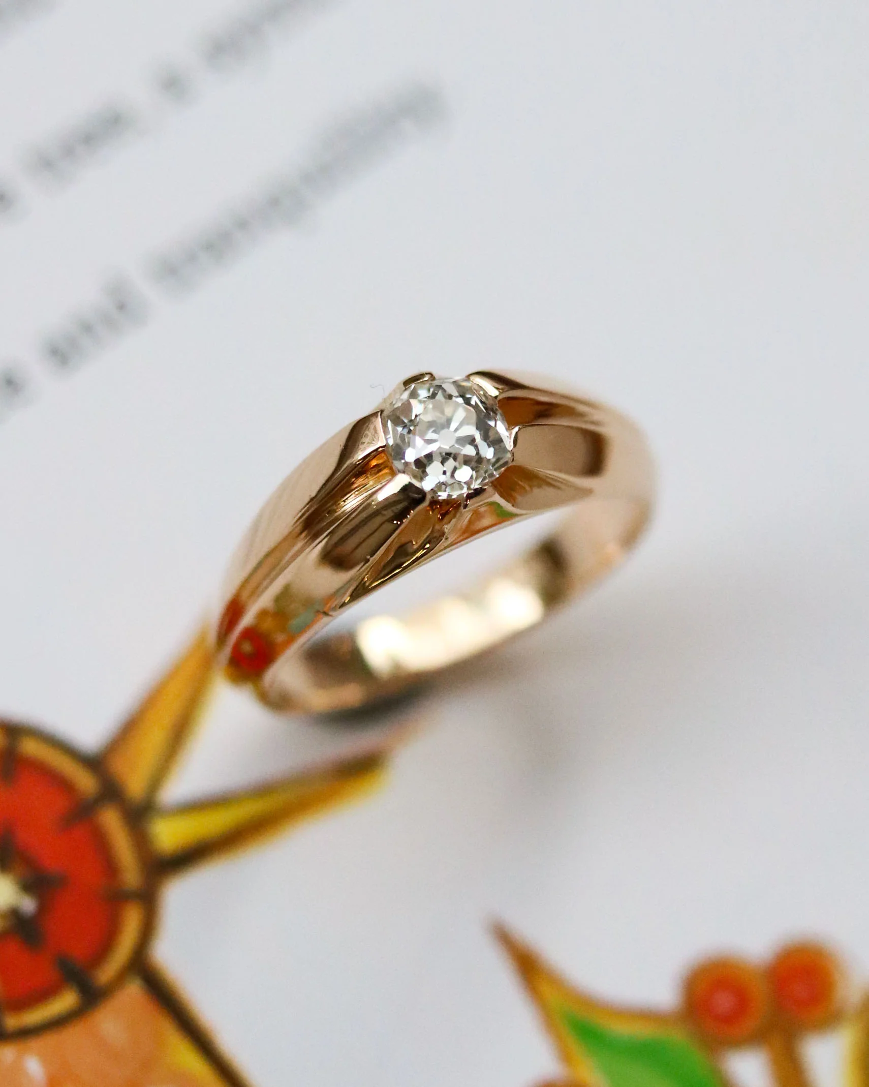 Solitaire Jonc Or Jaune et Diamant