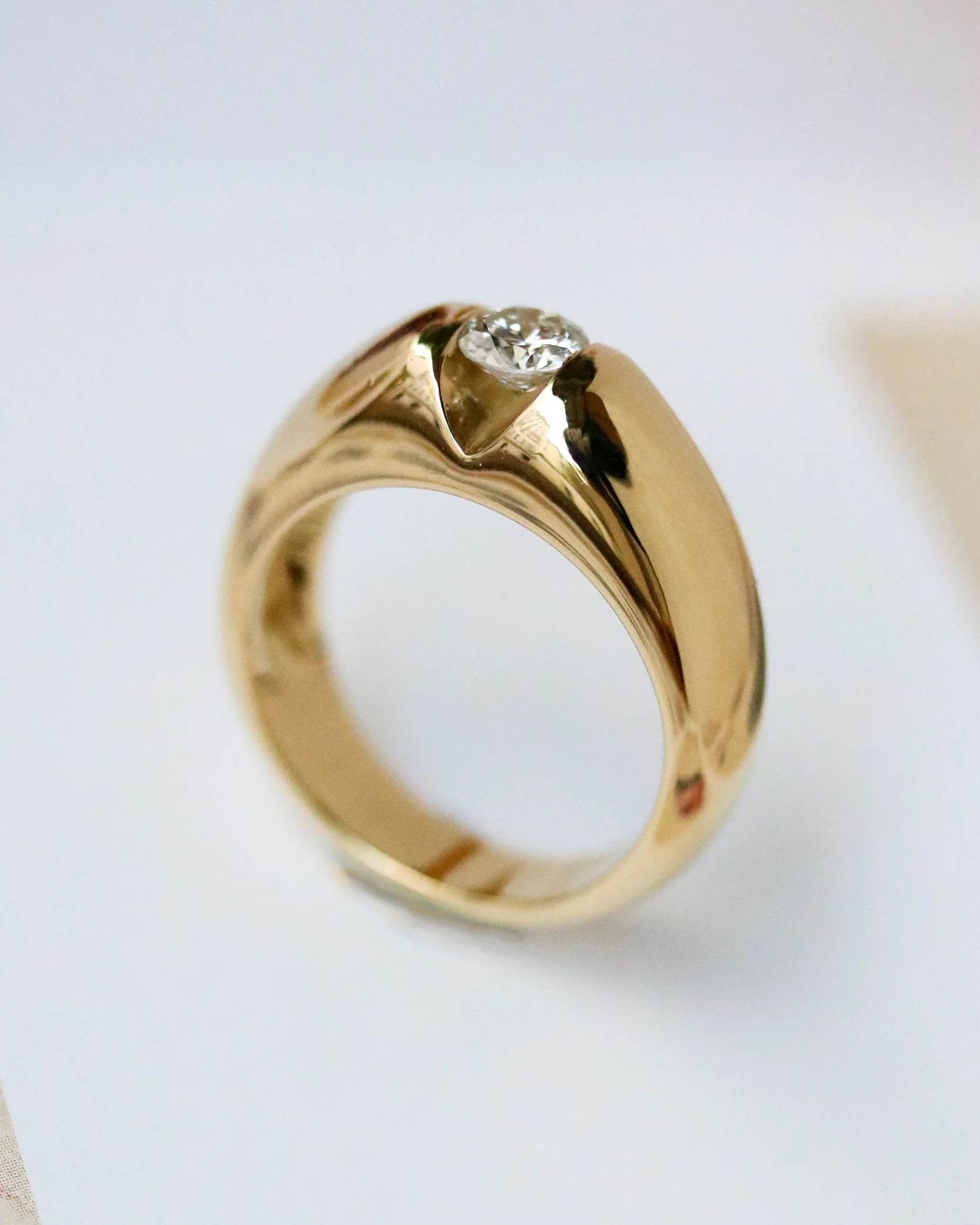 Solitaire Jonc Or Jaune et Diamant
