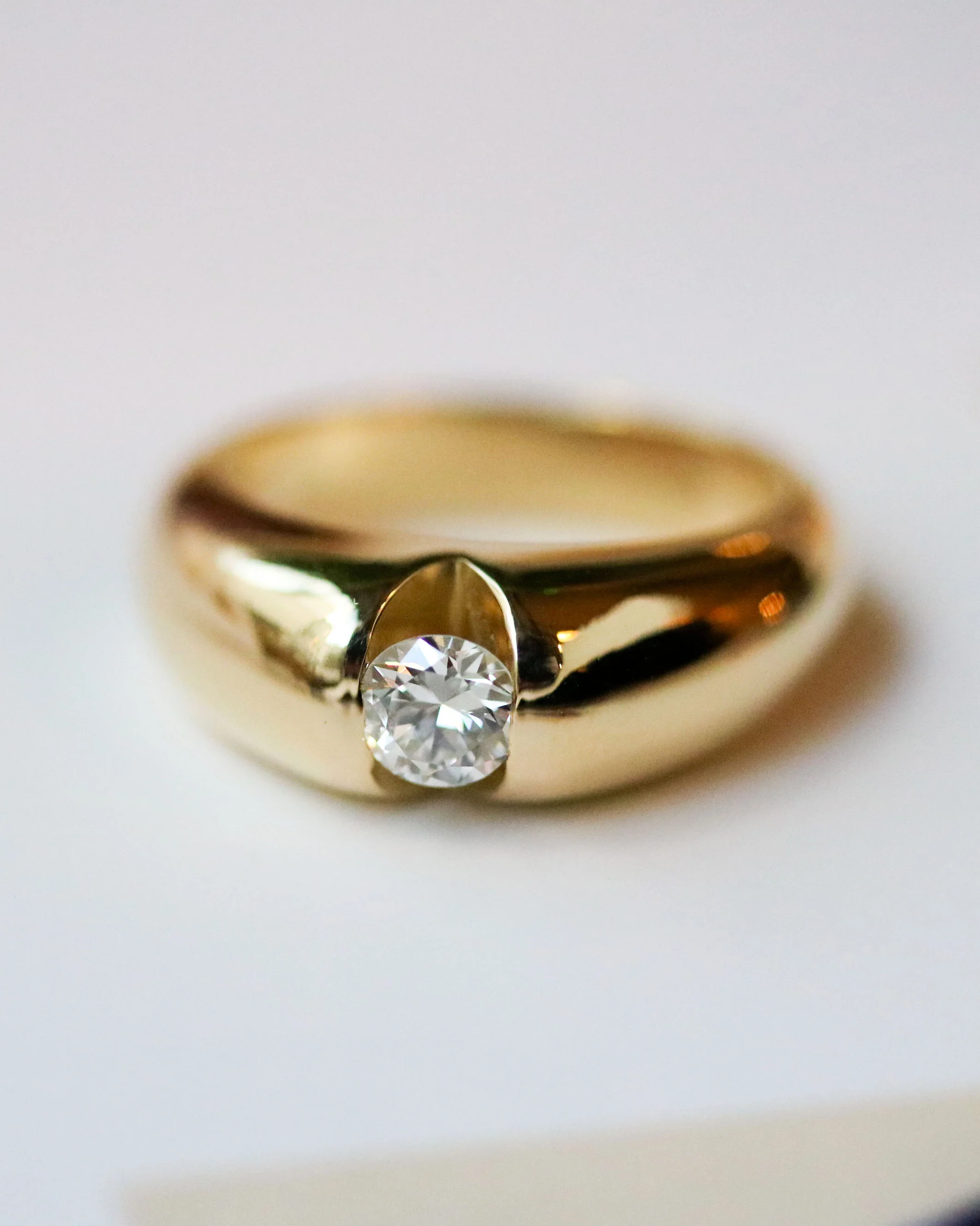 Solitaire Jonc Or Jaune et Diamant - Image 2
