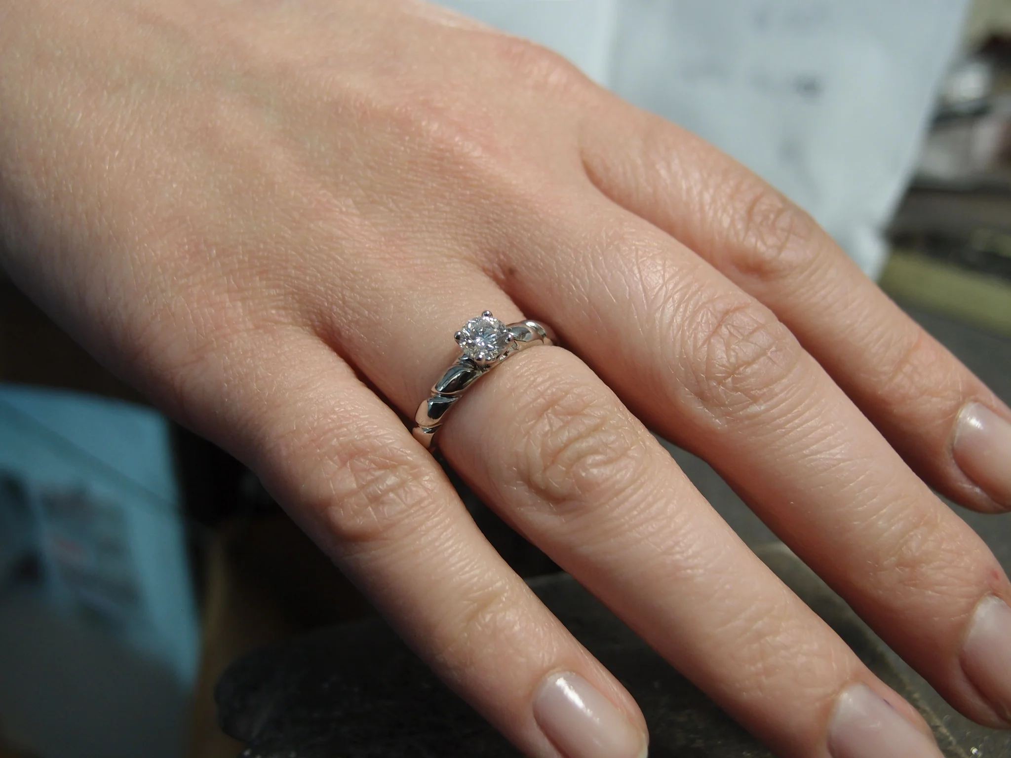 Solitaire Chaumet "Torsade" Platine Diamant 0.5 ct - Image 6