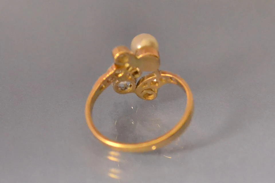 Toi et moi 1900 diamant et perle fine - Image 3