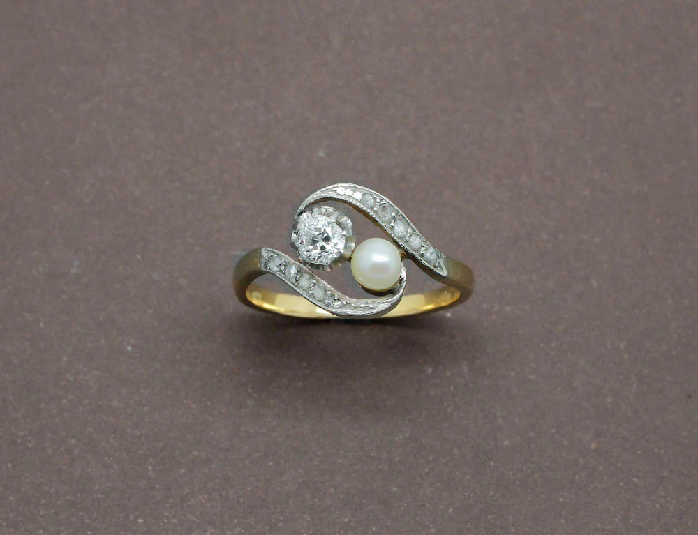Toi et Moi Ancien Diamants et Perle - Image 2