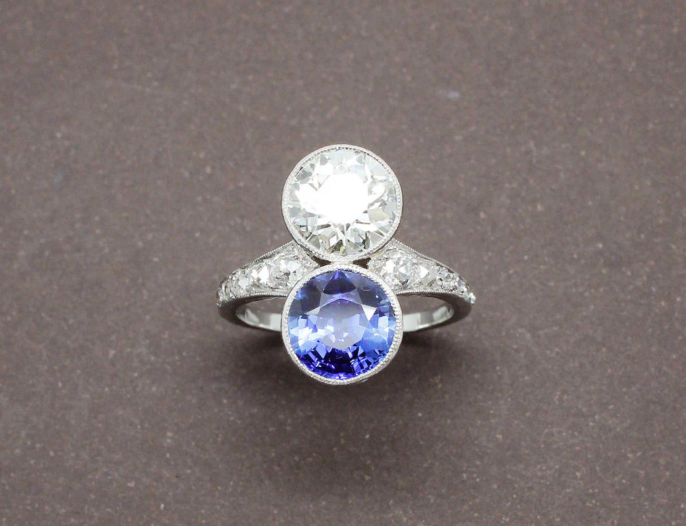 Toi et Moi Diamant et Saphir Art Déco - Image 2
