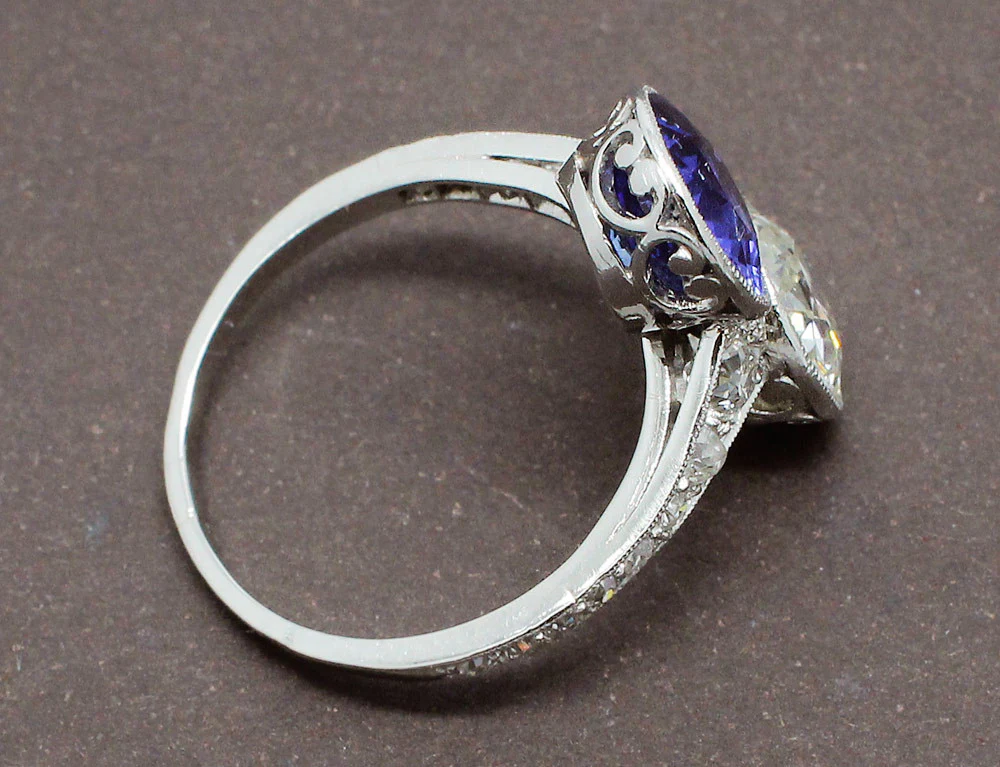 Toi et Moi Diamant et Saphir Art Déco - Image 3